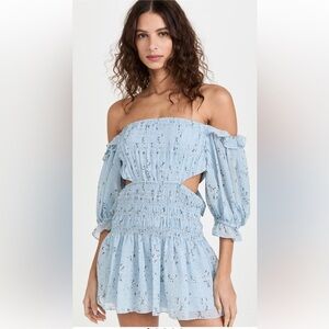 New Self-Portrait Metallic Floral Mini Dress US 4 UK 8